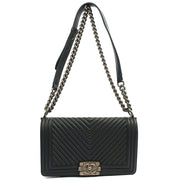 Picture of Chanel Cross Body Chevron Boy in Grey, Leather
