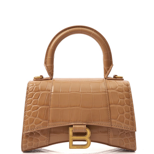 Picture of Balenciaga Mini Bag Hourglass Top Handle Small in Neutral, Exotic Effect Leather