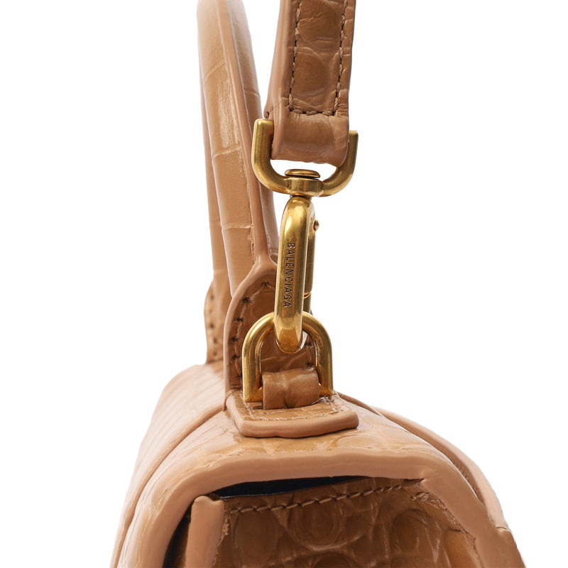 Picture of Balenciaga Mini Bag Hourglass Top Handle Small in Neutral, Exotic Effect Leather
