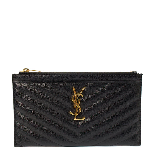 Picture of Saint Laurent Clutch Zipped Pouch in invalid, Leather