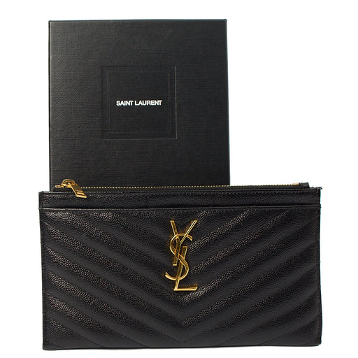 Picture of Saint Laurent Clutch Zipped Pouch in invalid, Leather