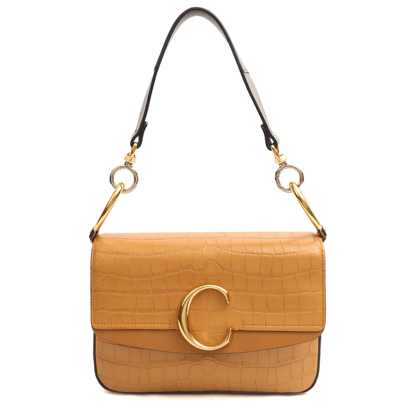 Picture of Chloe Top Handle Chloe C - Small in Brown, Embossed Croco Calfskin