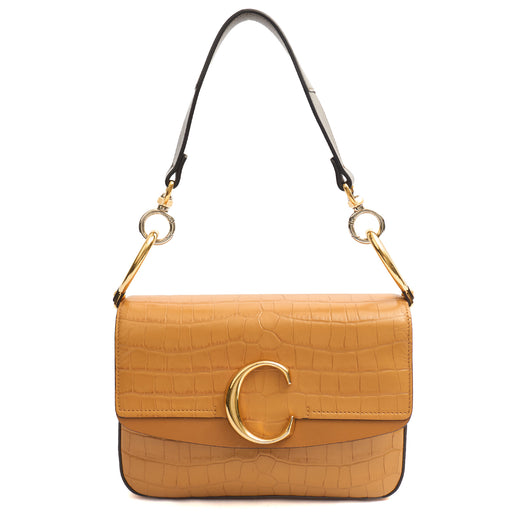 Picture of Chloe Top Handle Chloe C - Small in Brown, Embossed Croco Calfskin