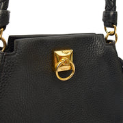 Picture of Mulberry Shoulder Bag Iris Hobo - Mini in Black, Calfskin Leather