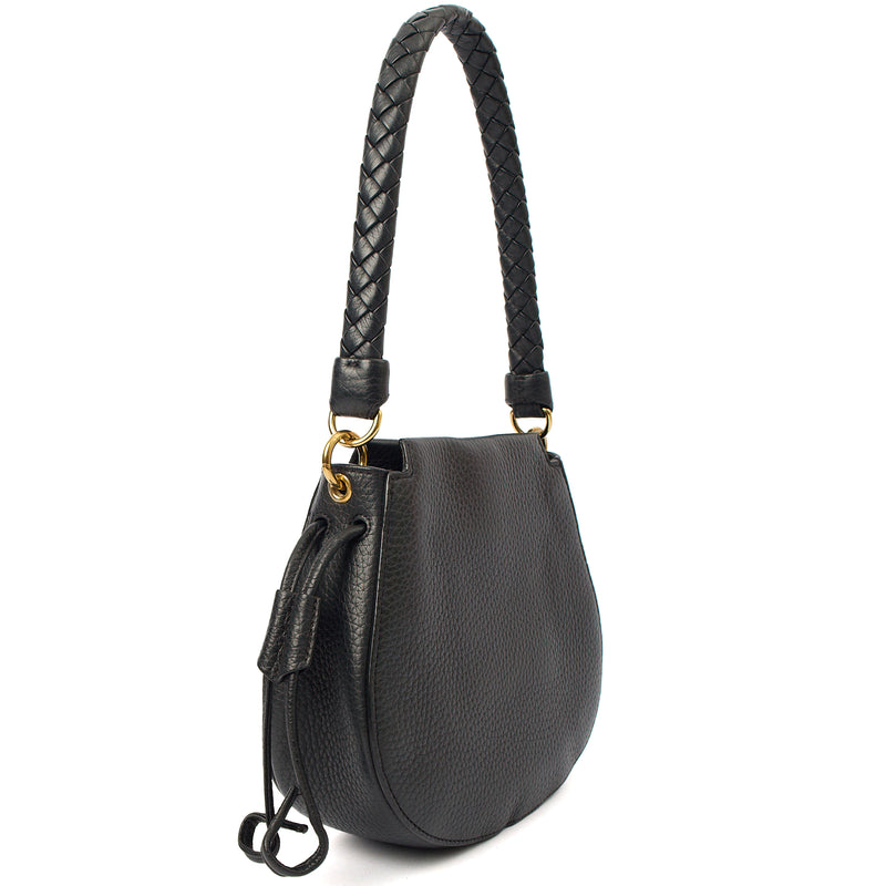 Picture of Mulberry Shoulder Bag Iris Hobo - Mini in Black, Calfskin Leather