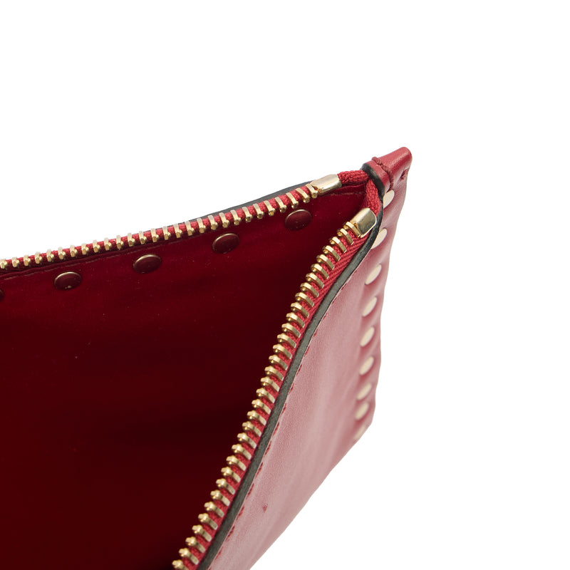 Picture of Valentino Clutch Rockstud Pouch in Red, Leather