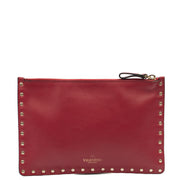 Picture of Valentino Clutch Rockstud Pouch in Red, Leather