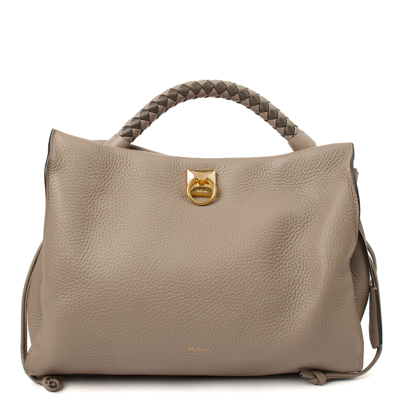 Picture of Mulberry Top Handle Iris Hobo in Solid Grey, Calfskin Leather