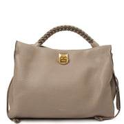 Picture of Mulberry Top Handle Iris Hobo in Solid Grey, Calfskin Leather