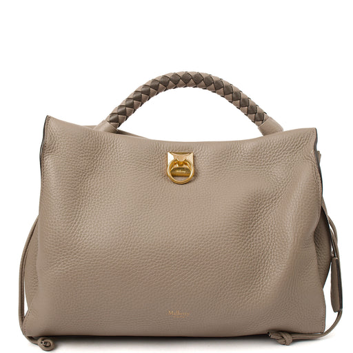 Picture of Mulberry Top Handle Iris Hobo in Solid Grey, Calfskin Leather
