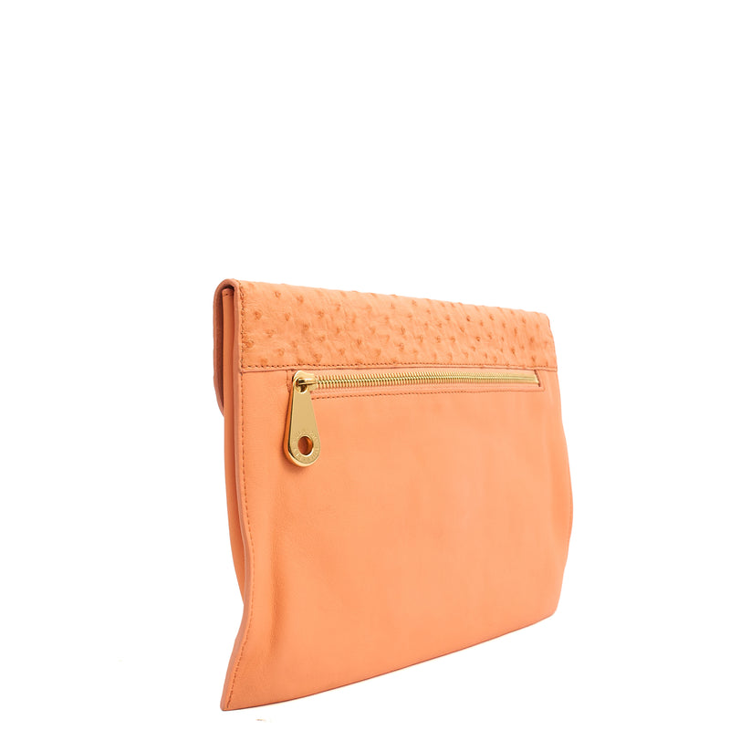 Picture of Mulberry Clutch Pouch in Coral Orange, Calfskin Leather