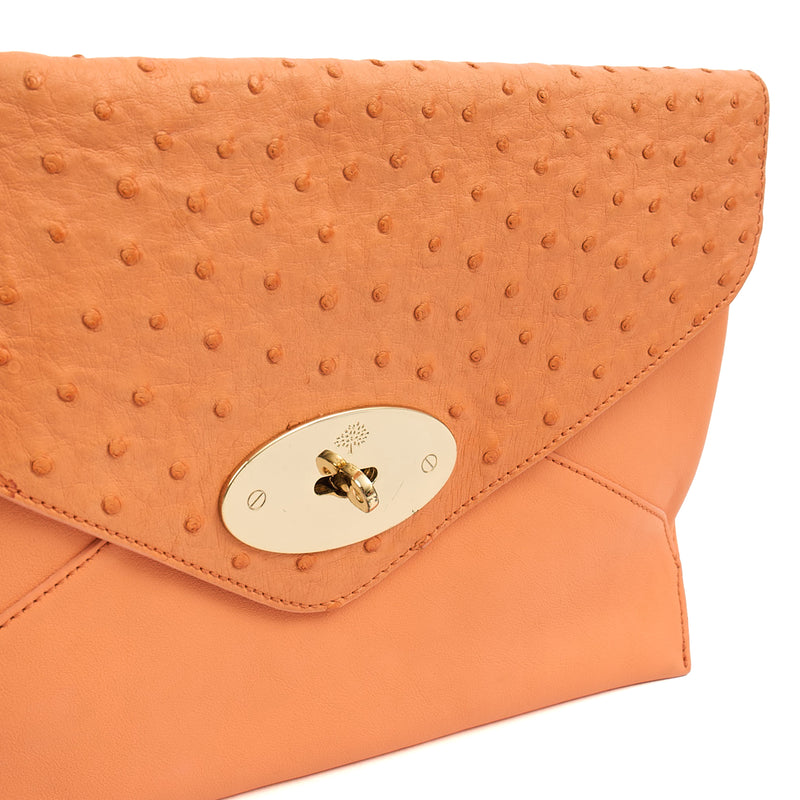 Picture of Mulberry Clutch Pouch in Coral Orange, Calfskin Leather