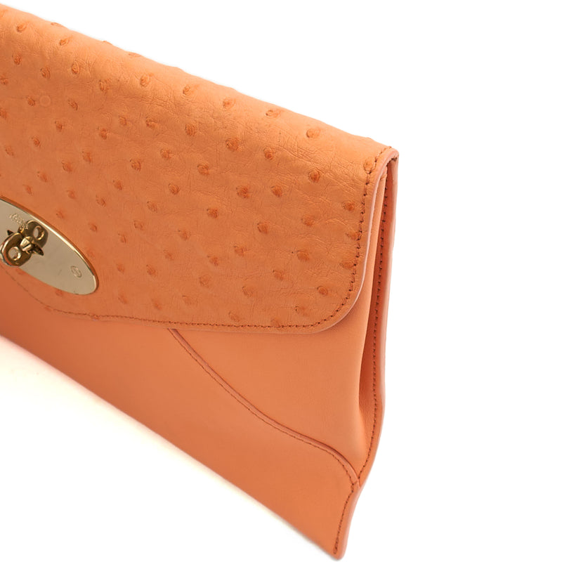 Picture of Mulberry Clutch Pouch in Coral Orange, Calfskin Leather