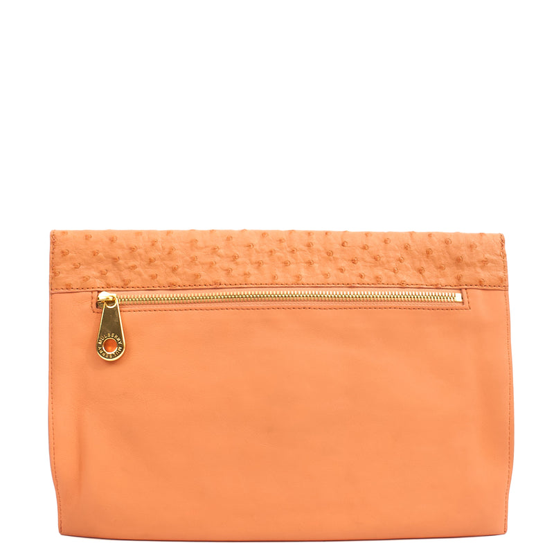 Picture of Mulberry Clutch Pouch in Coral Orange, Calfskin Leather