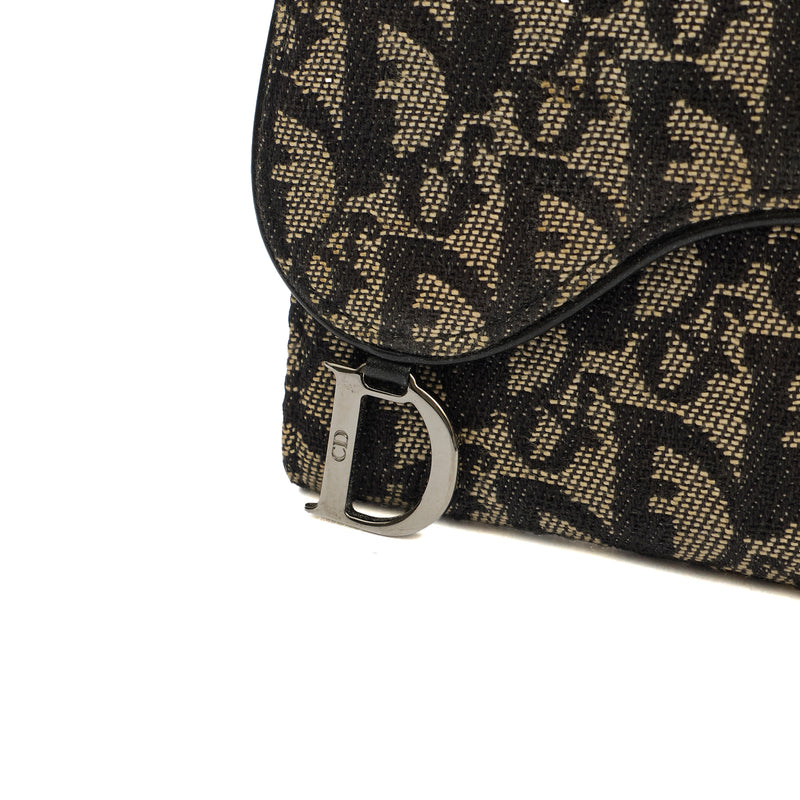 Picture of Christian Dior Wallet Saddle Coin Purse in Blue, Dior Oblique Embroidery