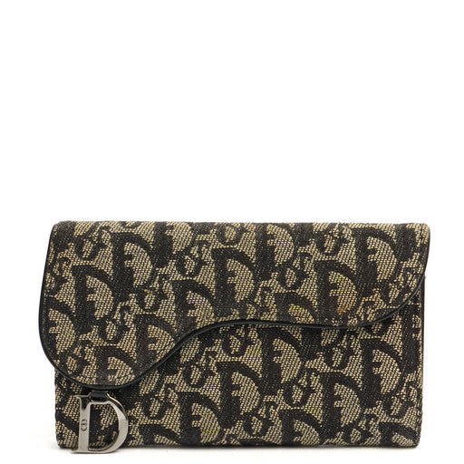 Picture of Christian Dior Wallet Saddle Coin Purse in Blue, Dior Oblique Embroidery