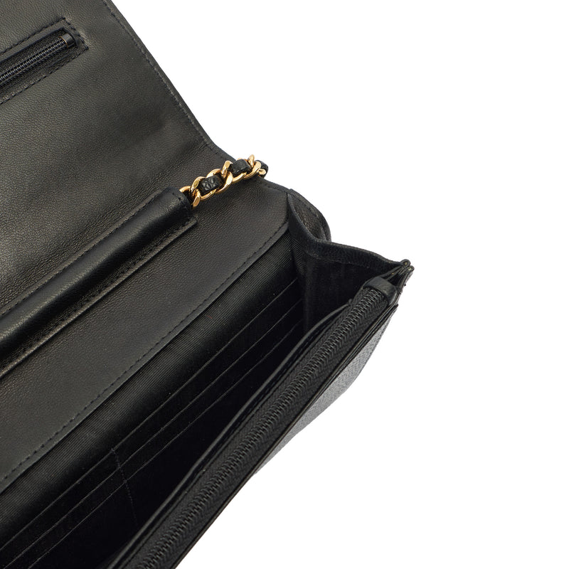 Picture of Chanel Cross Body Wallet on Chain in Black, Caviar Leather