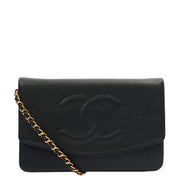 Picture of Chanel Cross Body Wallet on Chain in Black, Caviar Leather