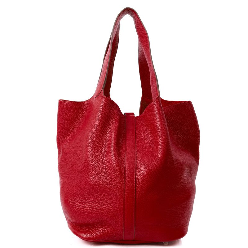 Picture of Hermes Tote Picotin 31 in Rouge Vif, Togo Leather