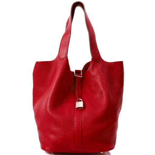 Picture of Hermes Tote Picotin 31 in Rouge Vif, Togo Leather