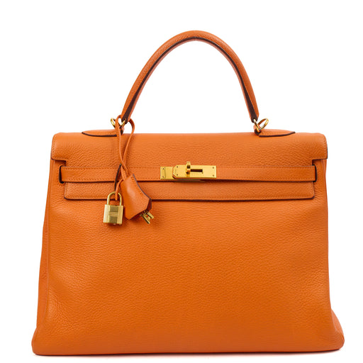 Picture of Hermes Tote Kelly 35 in Classic Orange, Togo Leather