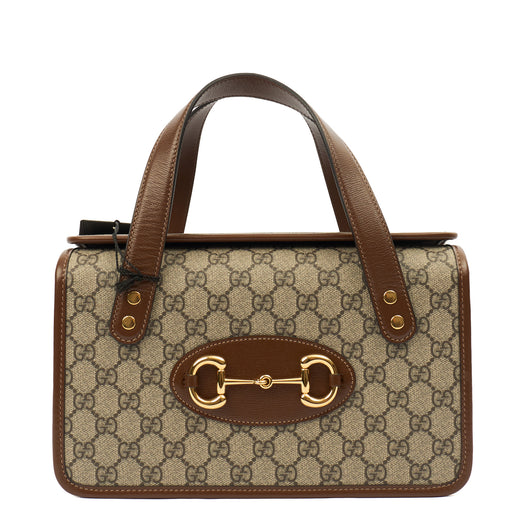 Picture of Gucci Top Handle Horsebit 1955 Tote in GG Supreme, Leather