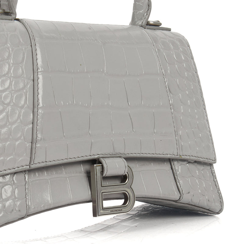 Picture of Balenciaga Top Handle Hourglass Top Handle Small in Grey, Exotic Effect Leather