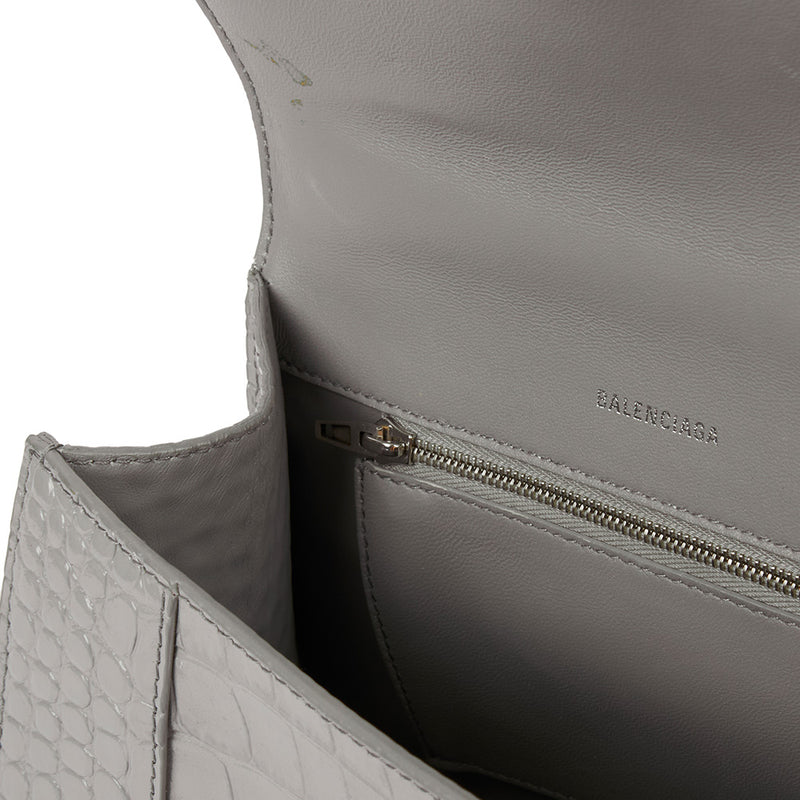 Picture of Balenciaga Top Handle Hourglass Top Handle Small in Grey, Exotic Effect Leather