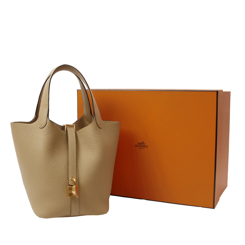Picture of Hermes Tote Picotin 18 in Trench, Clemence Leather