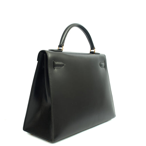 Picture of Hermes Top Handle Kelly 32 in Black, Box Calf Leather