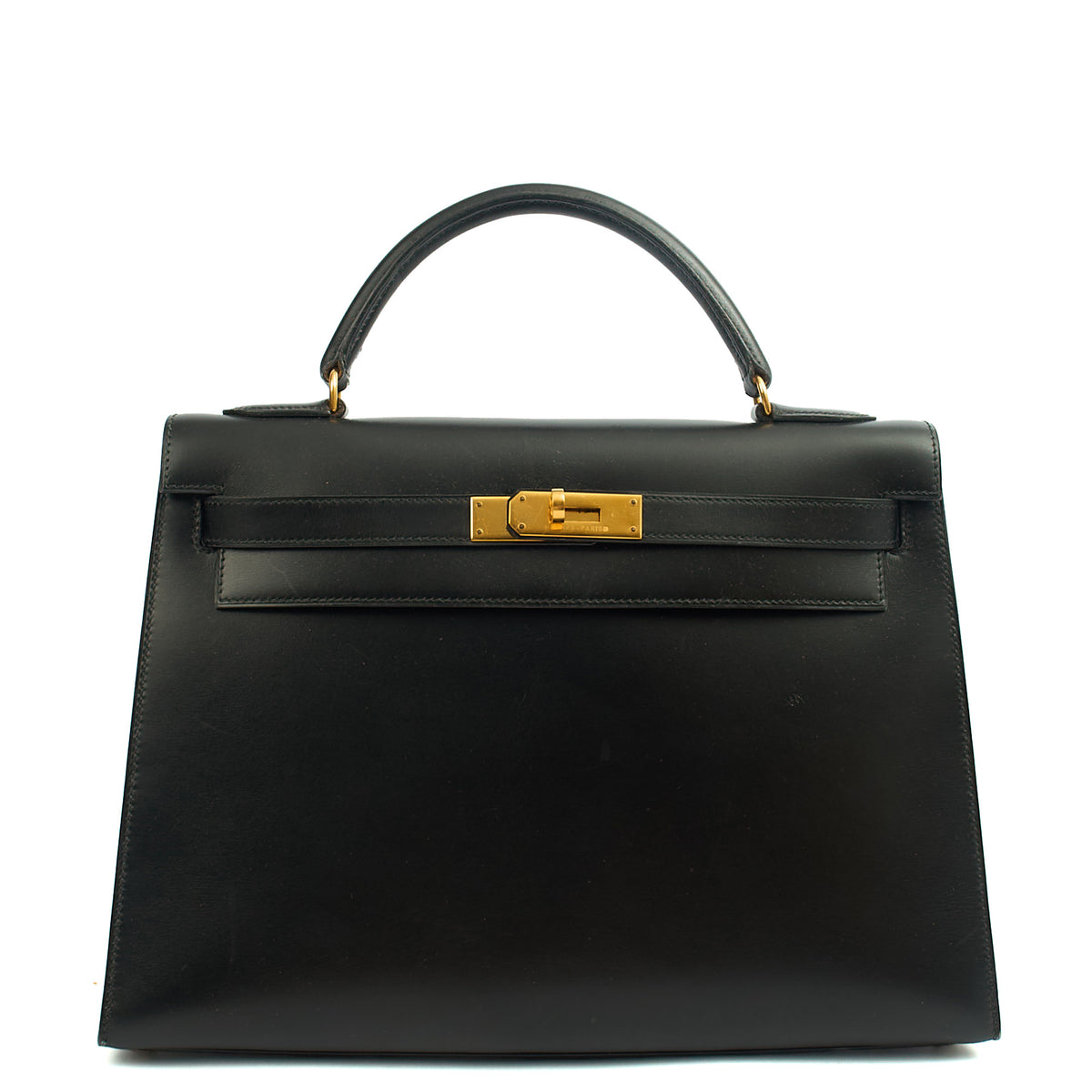 Hermes Top Handle Kelly 32 in Black, Box Calf Leather | The