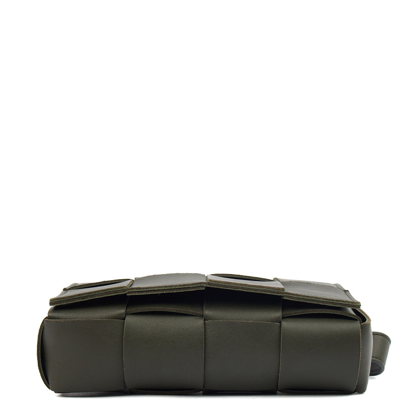 Picture of Bottega Veneta Cross Body Cassette Belt Bag in Green, Intrecciato Nappa