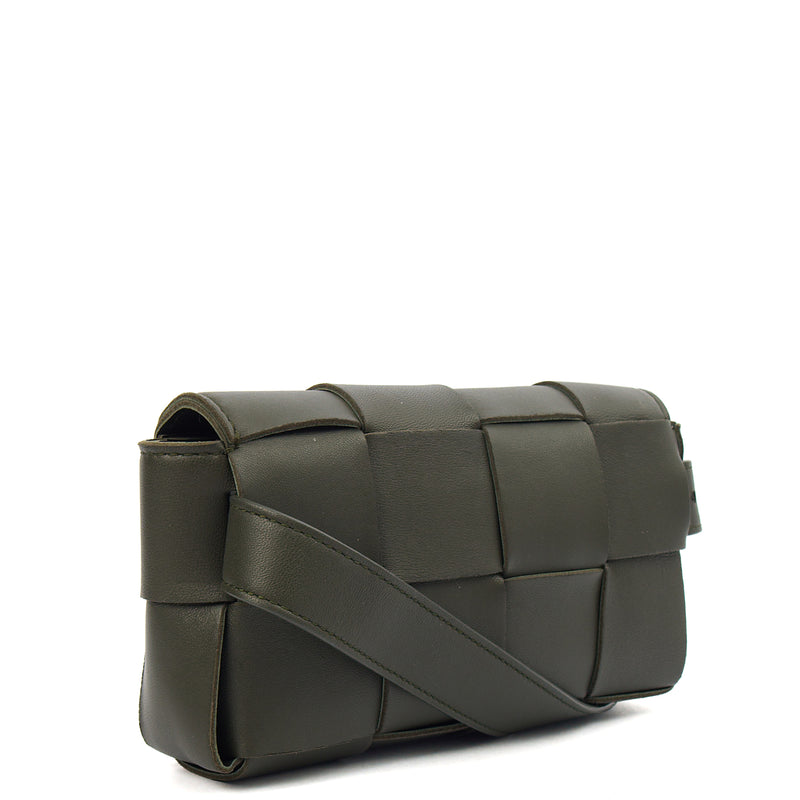 Picture of Bottega Veneta Cross Body Cassette Belt Bag in Green, Intrecciato Nappa