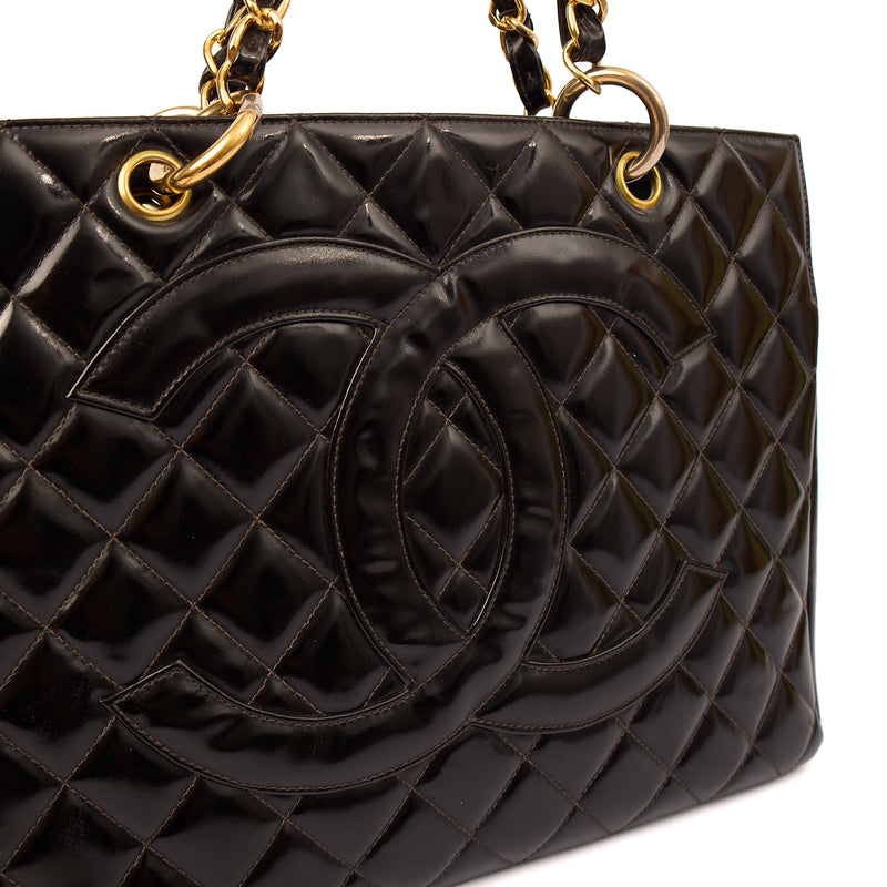 Picture of Chanel Tote Chain Tote in Black, Patent Leather
