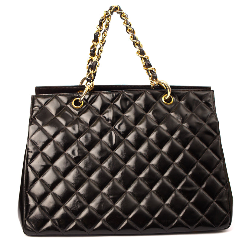 Picture of Chanel Tote Chain Tote in Black, Patent Leather
