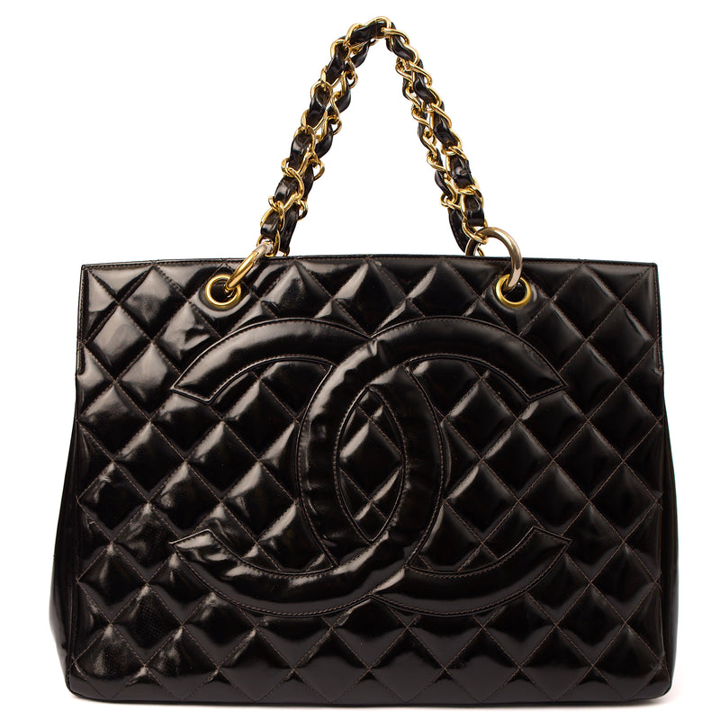 Picture of Chanel Tote Chain Tote in Black, Patent Leather