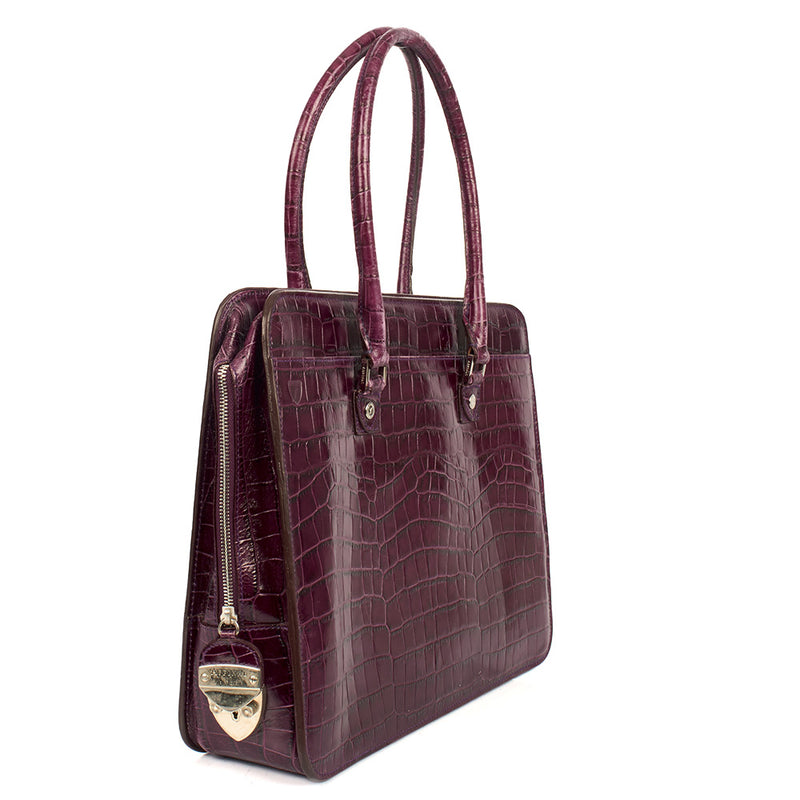 Picture of Aspinal of London Tote Tote in Purple, Exotic Effect Leather