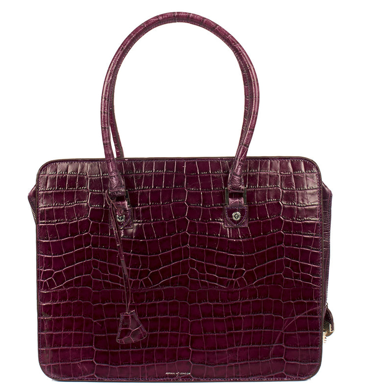 Picture of Aspinal of London Tote Tote in Purple, Exotic Effect Leather