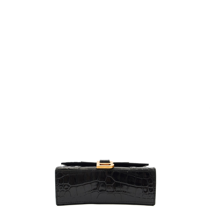 Picture of Balenciaga Mini Bag Hourglass XS in Black, Exotic Effect Leather
