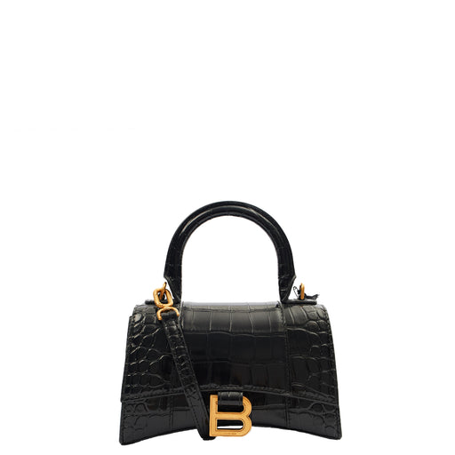 Picture of Balenciaga Mini Bag Hourglass XS in Black, Exotic Effect Leather