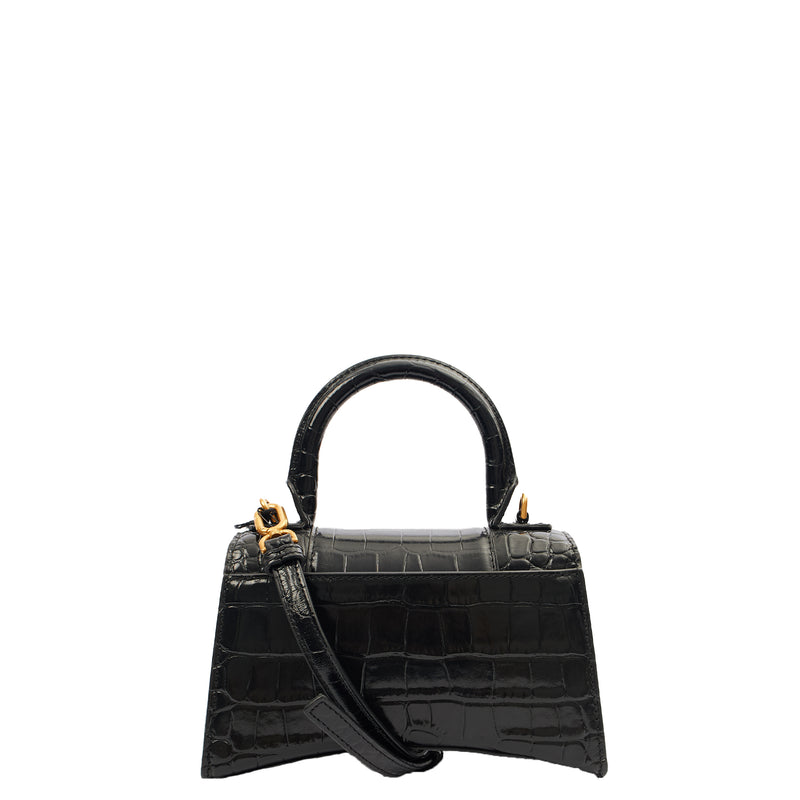 Picture of Balenciaga Mini Bag Hourglass XS in Black, Exotic Effect Leather