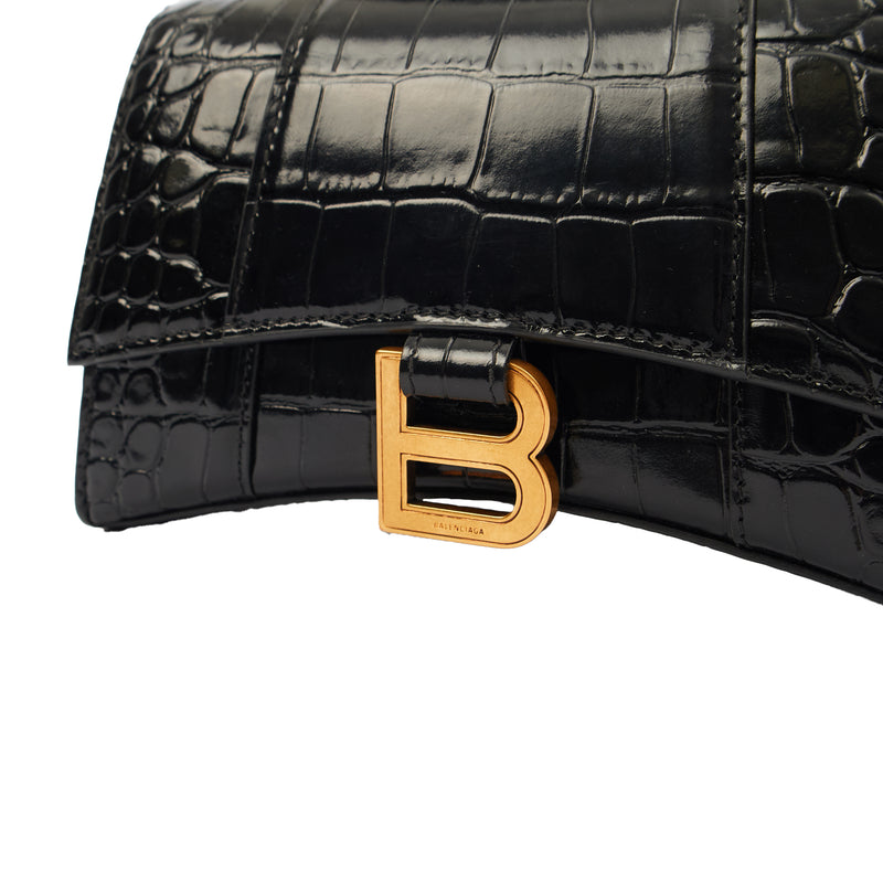 Picture of Balenciaga Mini Bag Hourglass XS in Black, Exotic Effect Leather
