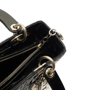 Picture of Christian Dior Top Handle Lady Dior - Medium in Black, Patent Leather