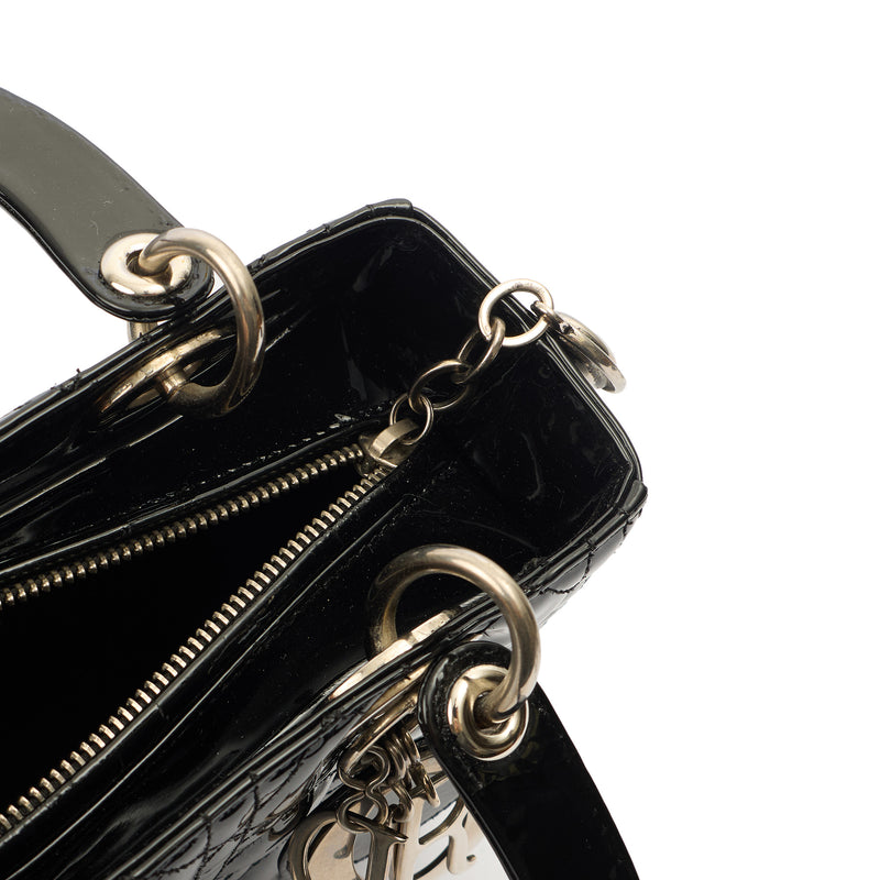 Picture of Christian Dior Top Handle Lady Dior - Medium in Black, Patent Leather