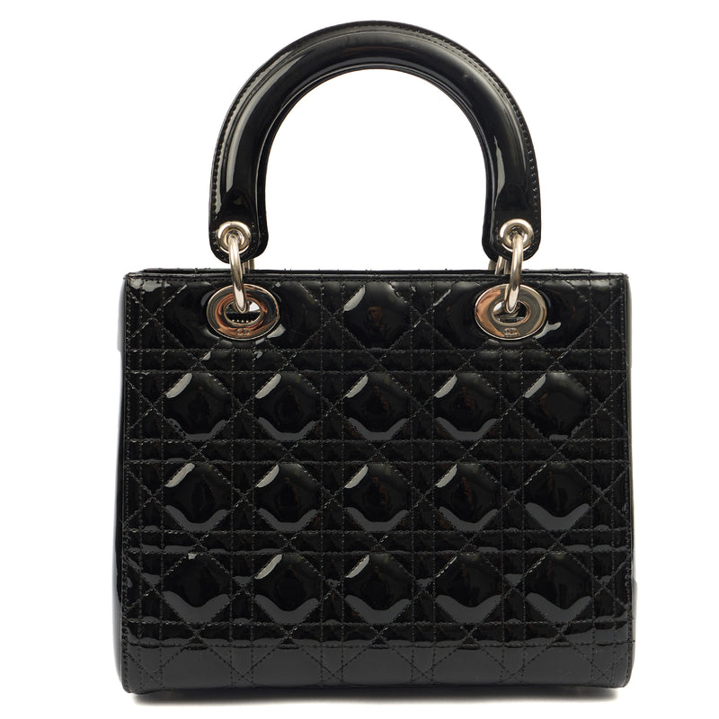 Picture of Christian Dior Top Handle Lady Dior - Medium in Black, Patent Leather
