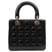 Picture of Christian Dior Top Handle Lady Dior - Medium in Black, Patent Leather