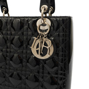 Picture of Christian Dior Top Handle Lady Dior - Medium in Black, Patent Leather