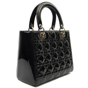 Picture of Christian Dior Top Handle Lady Dior - Medium in Black, Patent Leather
