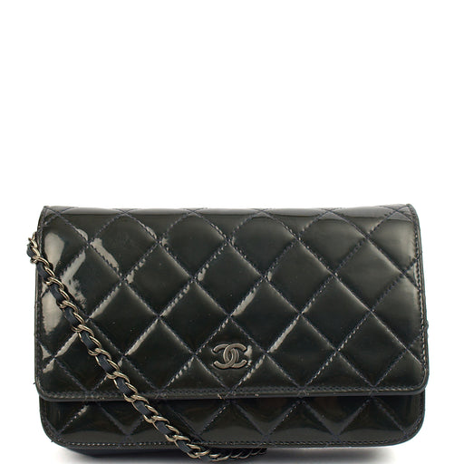 Picture of Chanel Cross Body Wallet on Chain in Blue, Patent Leather