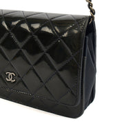 Picture of Chanel Cross Body Wallet on Chain in Blue, Patent Leather